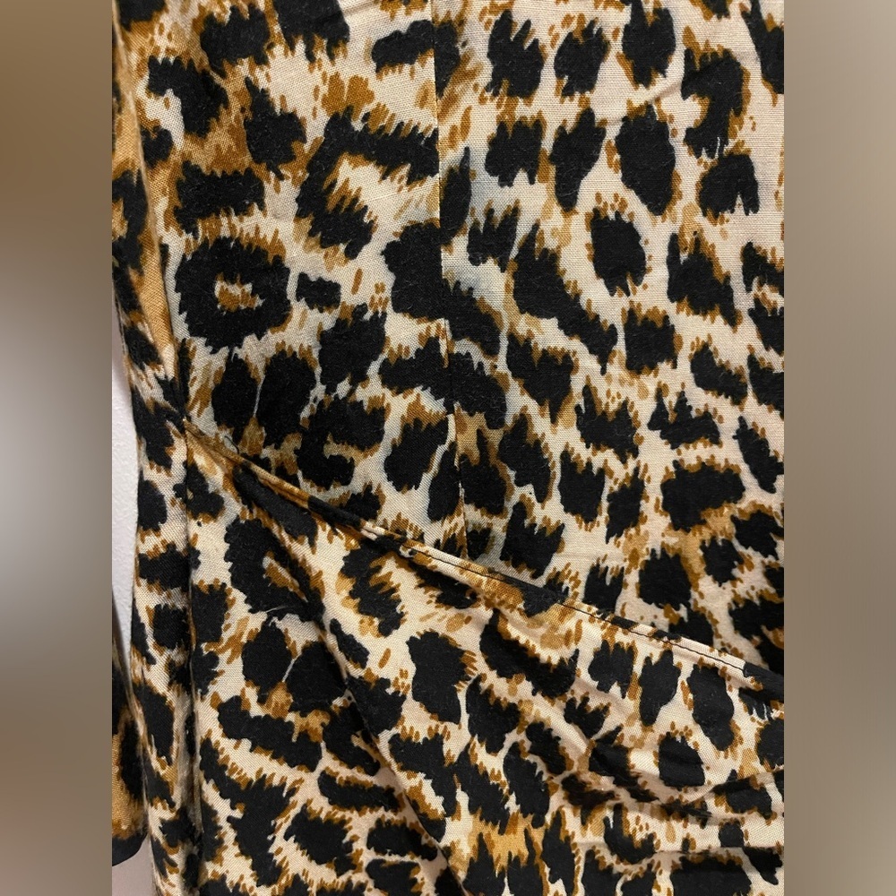 AMAZING Vintage Timing Tan Brown Leopard Print Sarong Wrap Sheath Dress size 4* - Picture 9 of 10